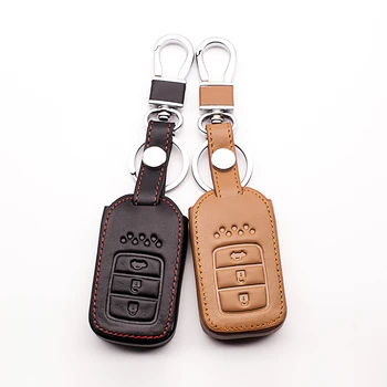 

Leather car key cover car wallet for Honda CRV adaptation XRV smart 3 button smart remote control box car keys accessoriesshell