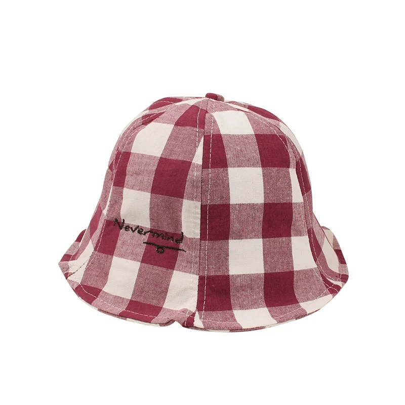 Casual Plaid Baby Hat Cotton Boys Girls Sun Cap Spring Summer Kids Clothes Fashion Baby Girals Bucket Hat Baby Girls Clothing (5)