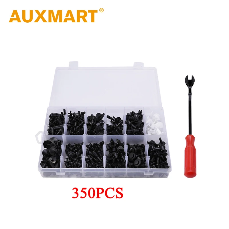 

Auxmart 350pcs Car Clips Assortment Push Retainer Kit Set Universal Auto for Audi BMW Toyota Honda Mazda Fastener Remover