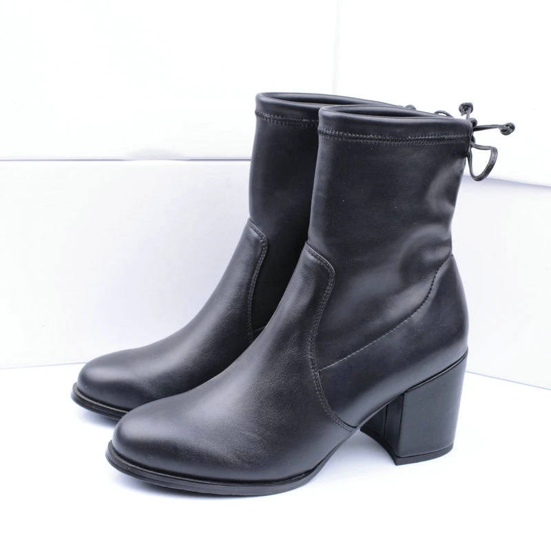 Botines Mujer Botas Casual Talón Invierno Zapatos Ummewalo Elásticas Genuino Cuero Alto Mujeres Del Qualiy Otoño Udq6BOw