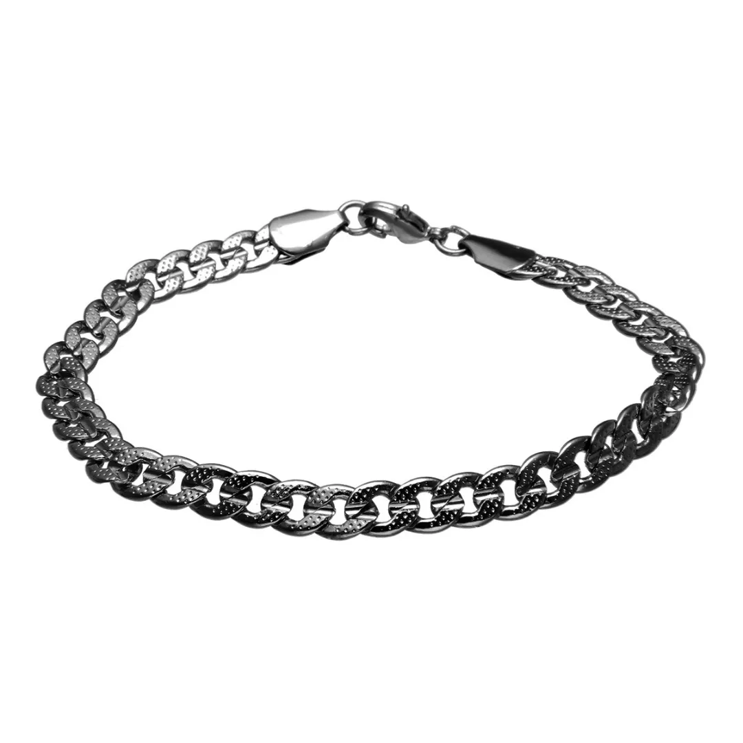 Vintage Curb Chain Bracelet Bangle For Men Punk 8mm Stainless Steel Flat Cuban Chain Shellhard Female Jewelry Pulseira Masculina