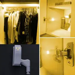 Универсальный внутренний шарнир светодиодная Сенсорная лампа 0,3 Вт шкафчик, гардероб, буфет двери 3 светодиодный ночник Авто