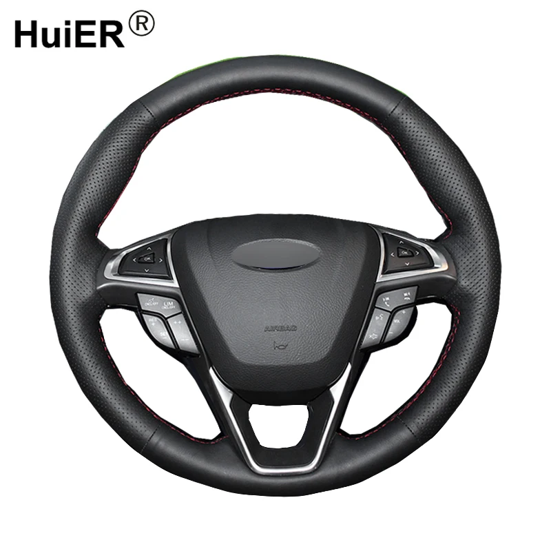 Дышащая черная кожа HuiER с ручным шитьем для Ford Fusion Mondeo 2013 2014 EDGE 2015 2016 Чехлы на | Отзывы и видеообзор