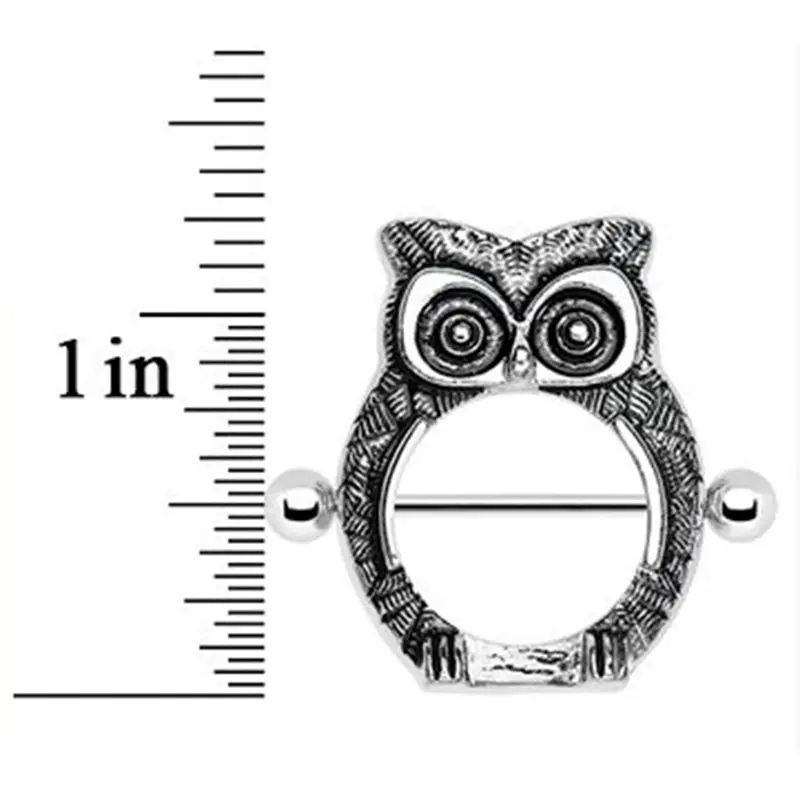 1 Pcs Owl Tribal Nipple Piercing Shiled Rings Retro Surgical Steel Gem Nipple Barbell Punk Body Jewelry