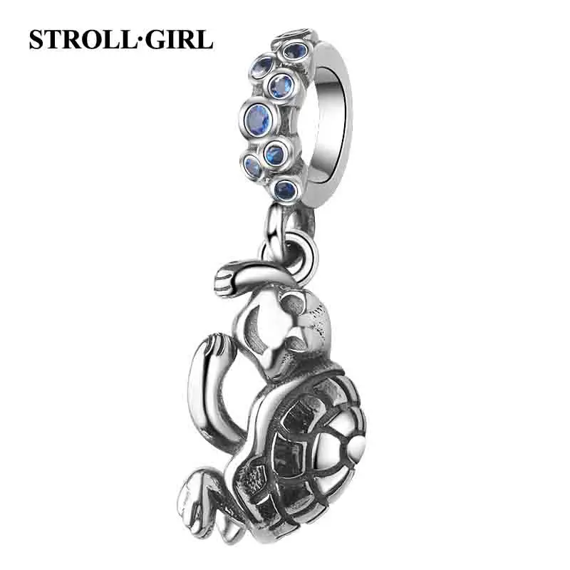 

StrollGirl 925 Sterling Silver Charm Exquisite Little Turtle Breloque Animal Zircon Charms For Women Birthday Gift Dropshipping