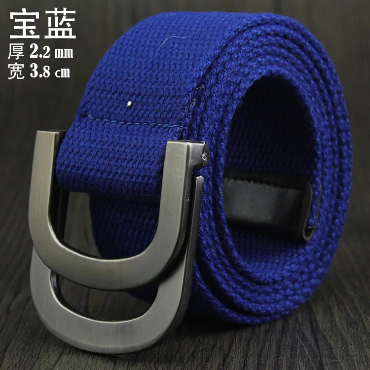 Male&Female Military Tactical Belt High Quality 2.5 mm Thick Solid color Canvas Belt for Men&Women Double Buckle 115cm Length - Цвет: royalblue