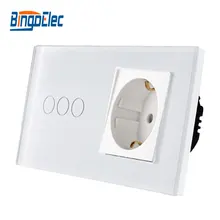 EU standard wall switch with socket, Touch switch with EU germany wall socket, free shipping livolo new power socket eu standard cherry wood outlet panel 2gang wall sockets with touch switch c701 21 c7c2eu 21