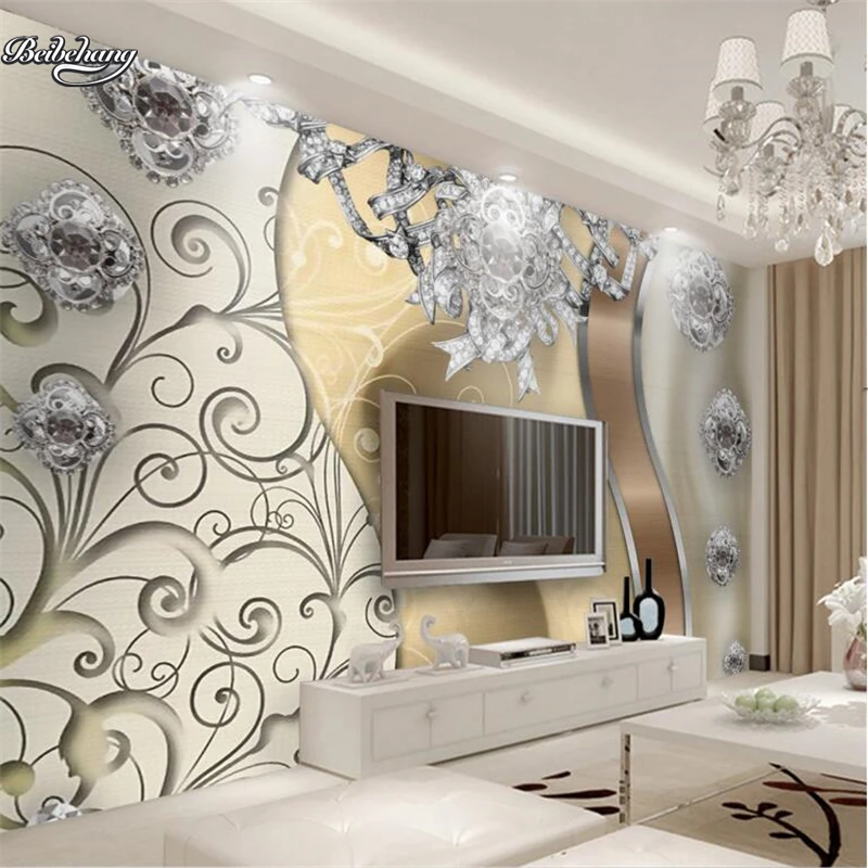 

beibehang European gold lace jewelry flowers TV background wall zenith custom large mural nonwovens wallpaper papel de parede