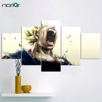 

5 pieces High Quality Printed Vegeta Super Saiyan Cry Canvas Art Painting On Canvas for Wall Decoration Unframed