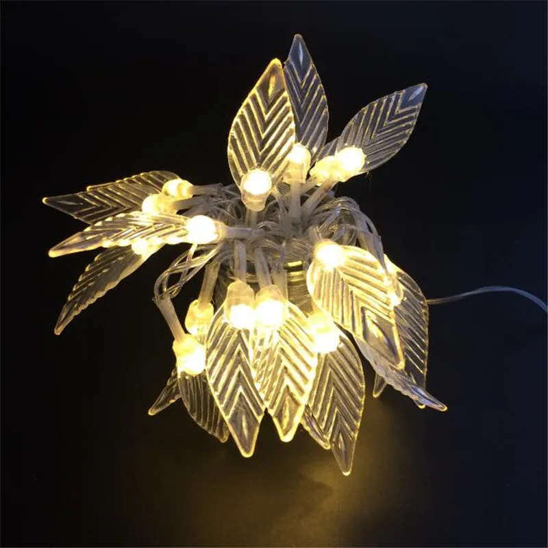 

AC220V EU plug 4M 20 LEDs leaf garland Copper LED fairy string lights for christmas wedding decoration party event