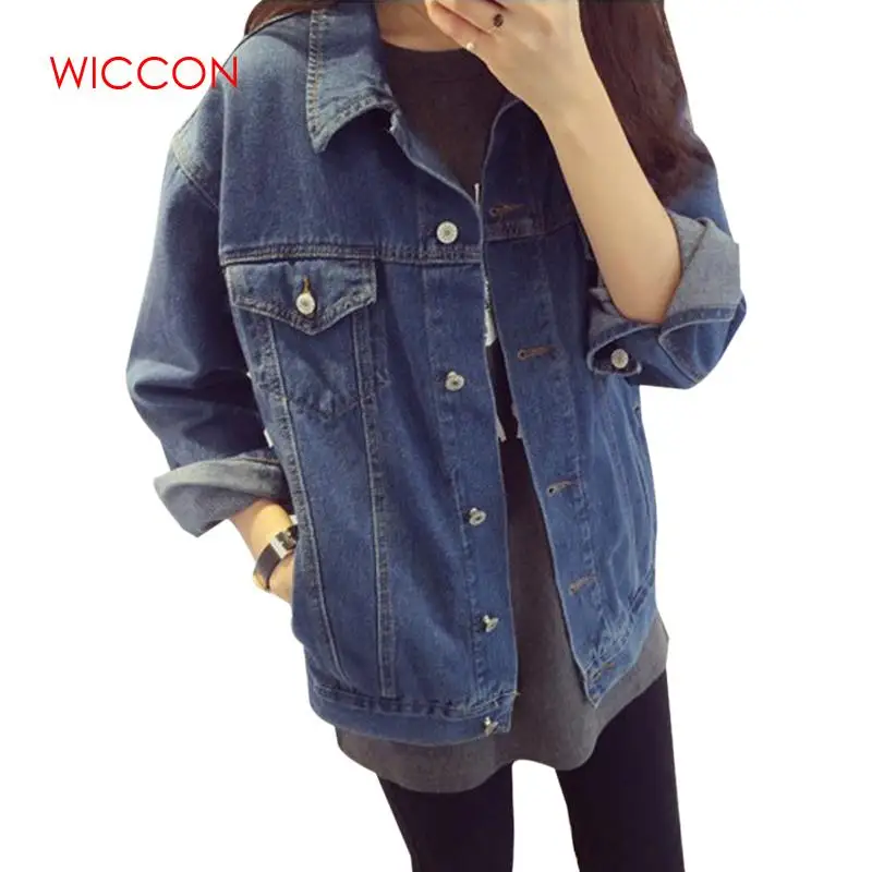 

2019 Spring & Autumn Denim Coats New Korean Style Washed Cowboy Long-sleeved College Wind Loose Women Jean Jacket