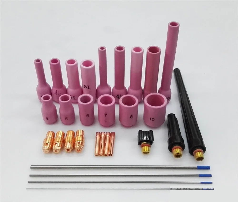 

Free Post 33PCS TIG Welder Torch Common Cup Collet Body Nozzle Consumables Kit Welding Torch Fit WP 9 20 25 SALE