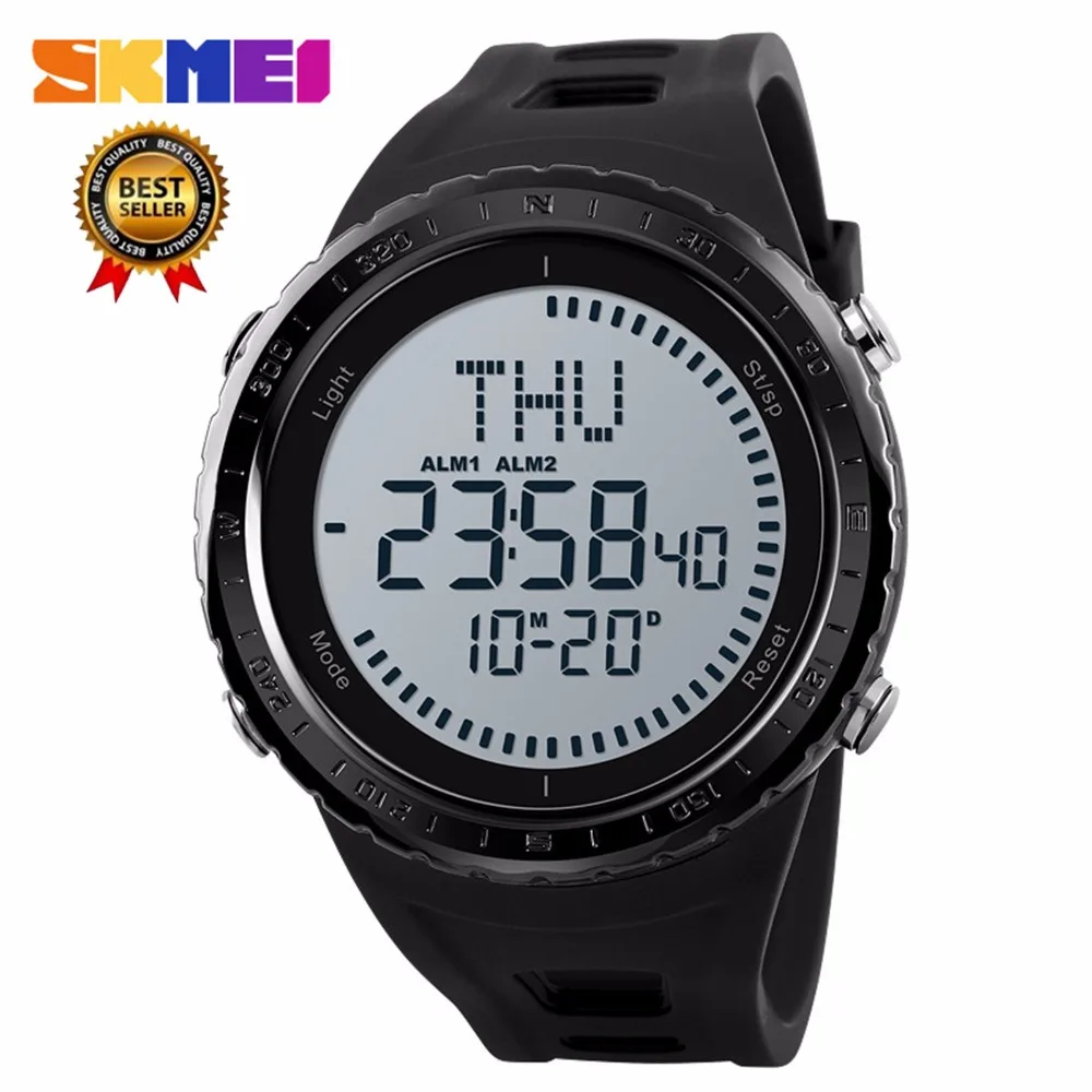 SKMEI Брендовые мужские часы с компасом 5 АТМ водонепроницаемые уличные цифровые спортивные часы мужские электронные наручные часы с подсветкой 1342