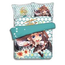 Аниме JK игры Kantai Коллекция Kongou кровать плоский лист Duvet Стёганое Одеяло Наволочка Мультфильм Постельное белье 4 шт