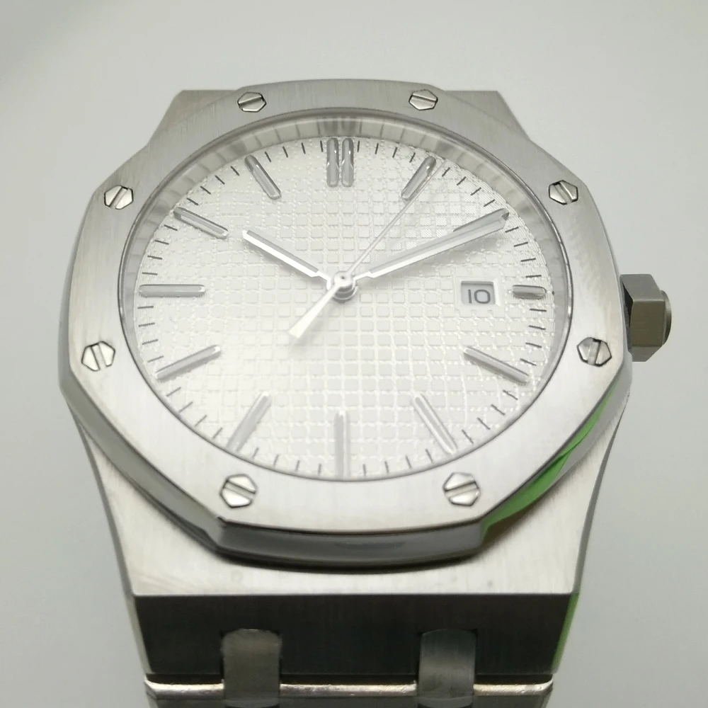 41 мм часы с сапфировым кристаллом из нержавеющей стали со светящимися стрелками стальной браслет с автоматическим перемещением мужские часы Y1