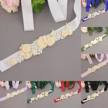 Женский элегантный три цветка створки горный хрусталь бисерный пояс Свадебная лента широкий пояс свадебное платье пояс