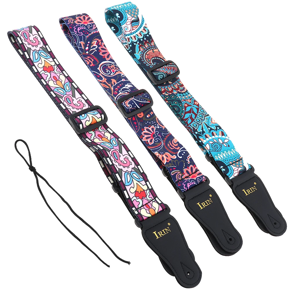 

Adjustable Printing Guitar Strap Guitar Accessories with National Style Flowers Pattern 3 Colors Optional for Guitar/Bass