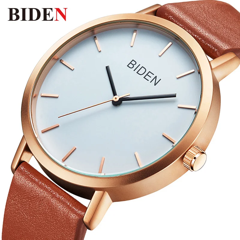 

BIDEN Watches Men Quartz Wristwatches Top Brand Luxury Business Men's Clock Fashion Leather Man Watch Warterproof Orologio Uomo