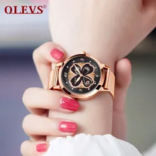 Relogio feminino OLEVS модные женские туфли часы Красные Кожаные женские часы Роскошный цветок дизайн водостойкие наручные часы reloj mujer Новый