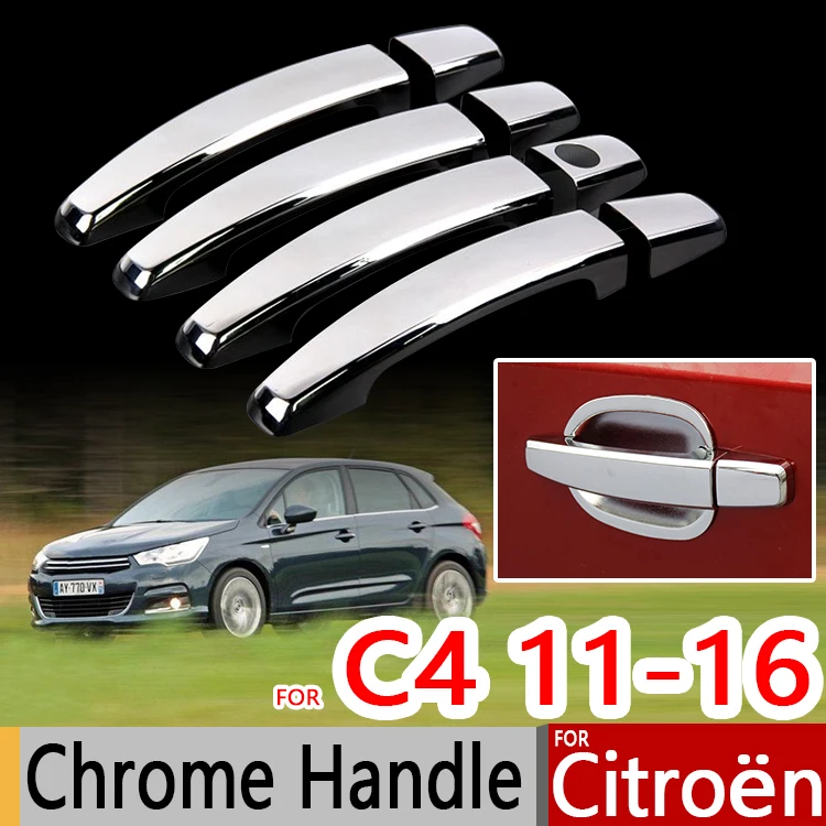 Хромированные чехлы на ручки для Citroen C4 2011 2016 комплект отделки 5 дверного седана C4L