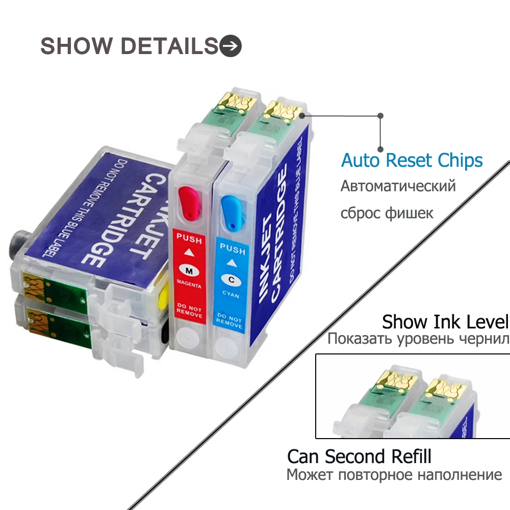 T1811 Refillable патрон чернил для принтера Epson XP-305 XP-202 XP-102 XP-405 XP-205 XP-402 XP-30 чернила к принтеру с чипы сброса