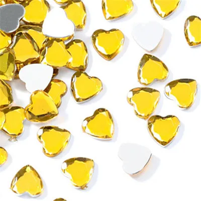 200 шт 10 мм в форме сердца акриловая кристальная Алмазная пешка шахматная игра для жетона аксессуары для настольной игры - Цвет: Цвет: желтый