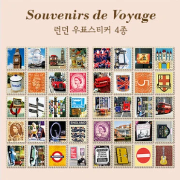 

80 PCS (4 Sheets) DIY Vintage Retro Stamp Planner Stickers London Paris Prince Alice Sticky Scrapbooking Paper Sticky Notes
