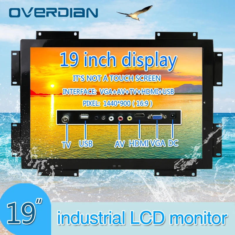 

19Inch/19" VGA/HDMI/TV/AV/USB Interface Non-touch Screen TFT Type Computer's Display Metal Frame Industrial Control Lcd Monitor