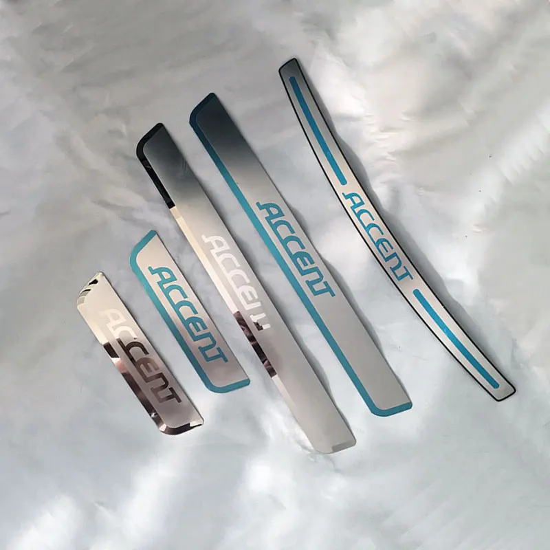 

Door Sill Strip And Rearguards for Hyundai Accent Sedan 2012 2013 2014 2015 2016 Car Styling Sticker Auto Accessories 5 Pcs