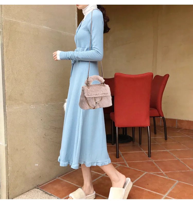 Blascher Real Rabbit Hair Women Bag 2018 Winter New Wave Simple Solid color Wild Portable Pink Hair Messenger Bag For Girls SQ95 (14)