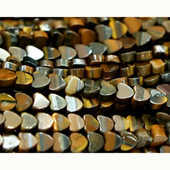 

Wholesale Natural Genuine Yellow Iron Tiger's Eye Jasper Flat Heart Shape Loose Small Beads 4mm Fit Jewelry DIY Necklace 03058