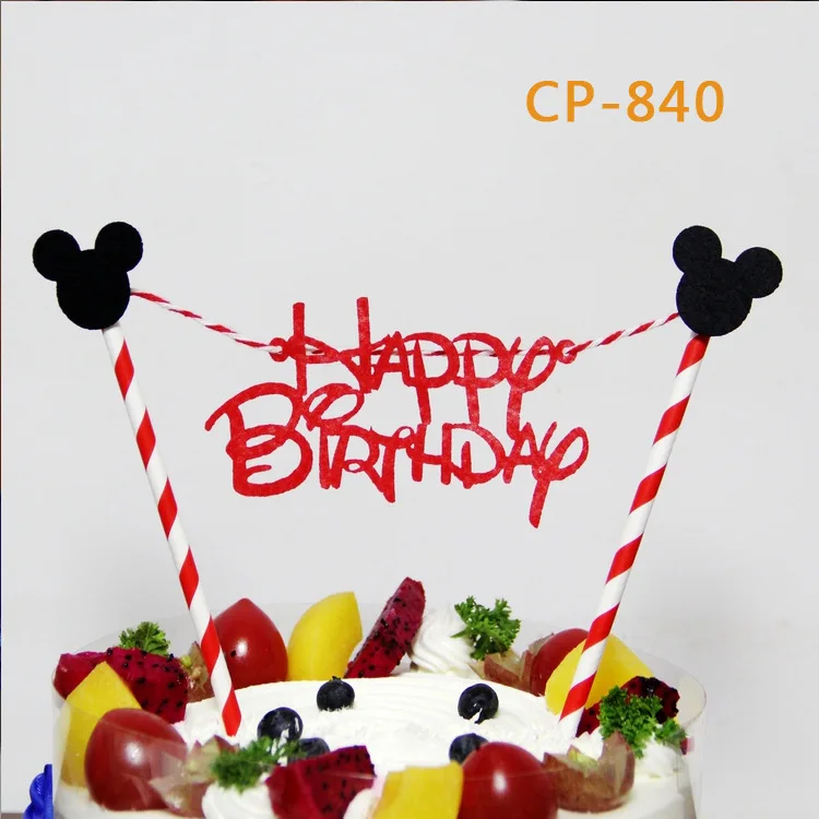 1 комплект Микки Минни Маус кекс торт Топпер мультфильм животных флажки для торта с бумажной соломинкой Дети День рождения Аксессуары для выпечки - Цвет: 1