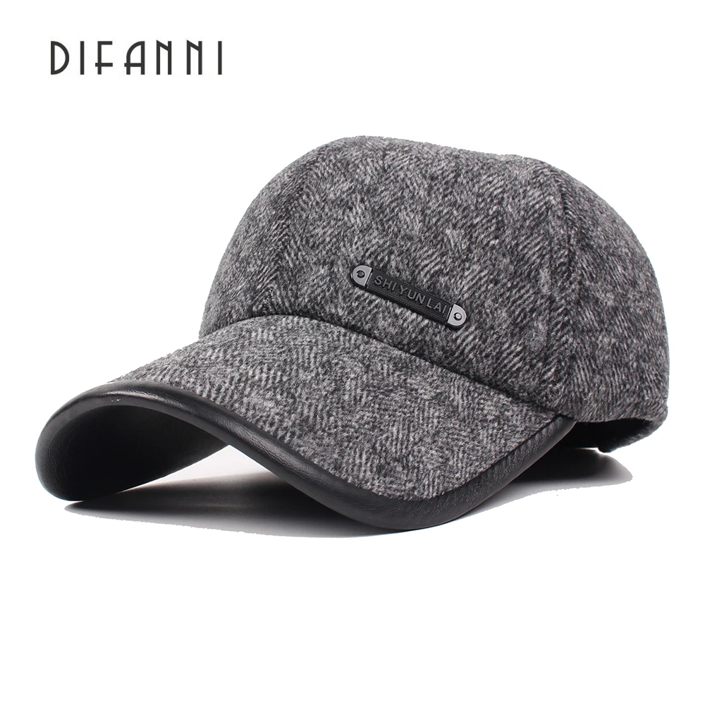 Difanni 17新しい冬野球キャップ付き耳フラップメンズレトロ冬お父さん帽子骨スナップバックキャップ Baseball Cap Winter Baseball Capsnapback Caps Aliexpress