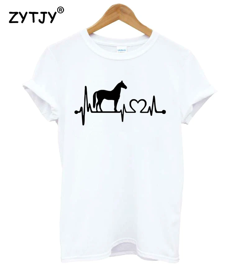 Женская футболка с принтом в виде лошади, сердцебиения, хлопковая Повседневная забавная футболка для девушек, топ, хипстер, Tumblr, Прямая поставка, HH-102