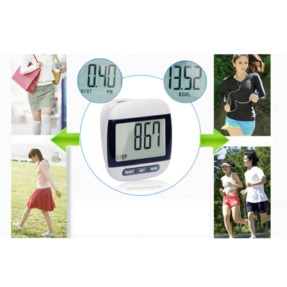 New Multi Function Electronic Waterproof Pedometer Calories Counter Digital Running Step Counter With Large LCD Display