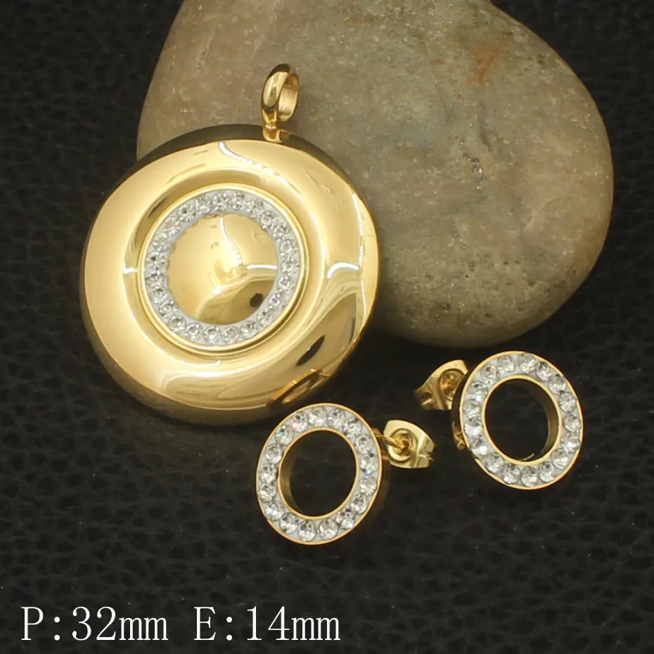 

NEWEST Stainless Steel Jewelry Gold Color Pendant+Earrings Sets For women Supernova Sales SGGZCPBH