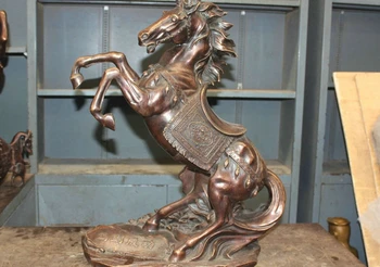 

23'' China Fengshui Pure Bronze Zodiac Horse Jump Statue Figurine