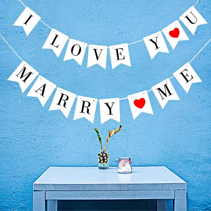 1 шт. декор для свадьбы и Помолвки баннер I LOVE YOU MARRY ME с надписью День Святого