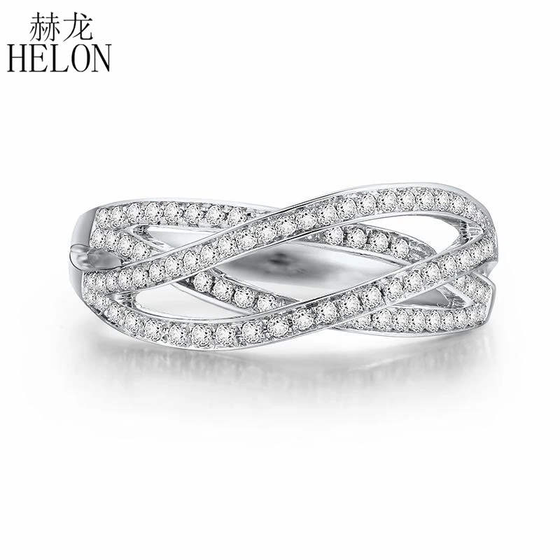 

HELON Cluster Style Solid 10K White Gold Pave Natural Diamonds Engagement Band Wedding Women's Fine Jewelry Real Diamonds Ring