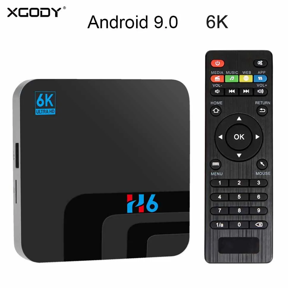 XGODY 2019 H6 6K Ultra HD Смарт ТВ приставка Android 9 0 2 Гб 16 Allwinner четырехъядерный медиаплеер 4G