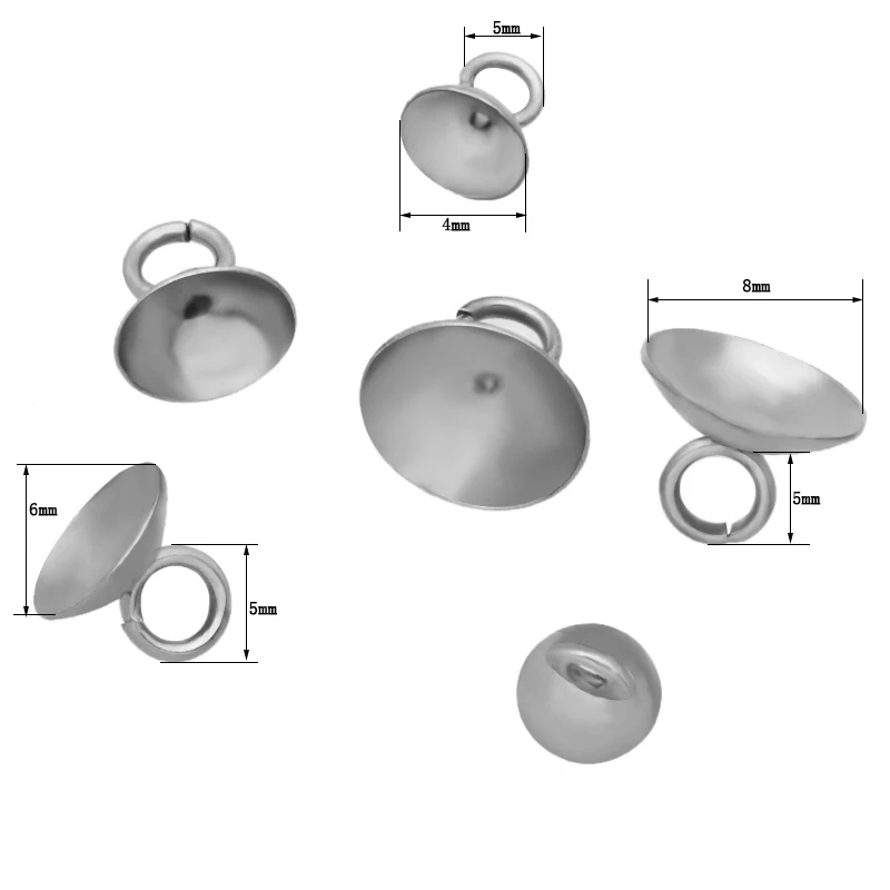50 шт 6/8/10 мм Нержавеющая сталь кепки коннекторов для стеклянный шар рукоделие флаконы Бутылочки из бисера крышкой, соединительное устройство, ювелирная работа