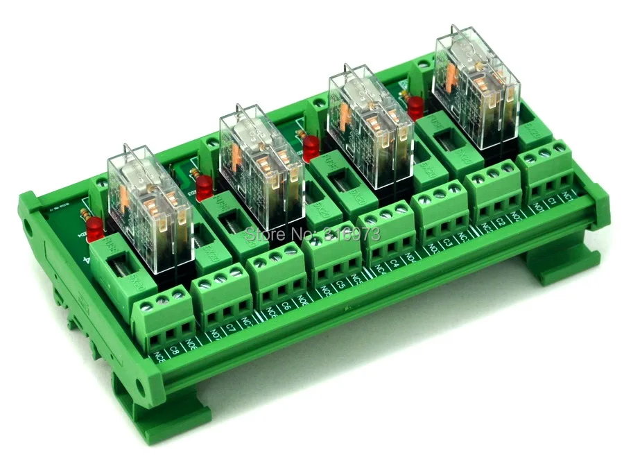 DIN Rail вкрученное крепление 4 DPDT 5A Мощность реле Интерфейс модуль, G2R-2 12 V реле постоянного тока