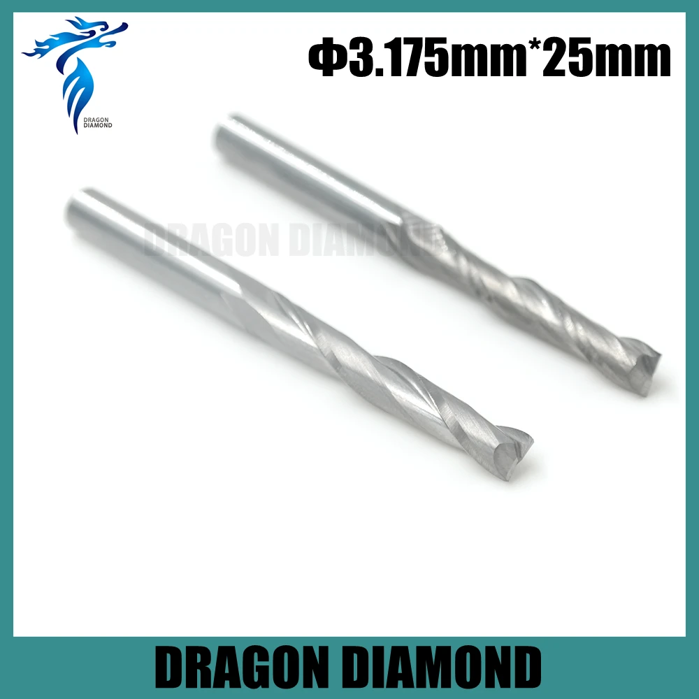 

High Quality 3.175*25MM Carbide CNC End Mill Bits, Double Flute Milling Cutter, Woodworking Tools, Carving Engraving Tool sale