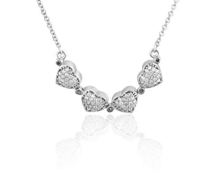 Brand new 925 sterling silver pendant necklace with 4 heart string pendant