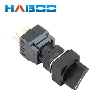 

10pcs/lot HBA16-B dia.16mm 2 position selector push button switch 1NO+1NC rotary selector switch reset or locking function