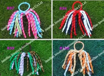 

free shipping 45pcs korker ponytail holders streamer hair bows character ribbon hair bows girl hair bows
