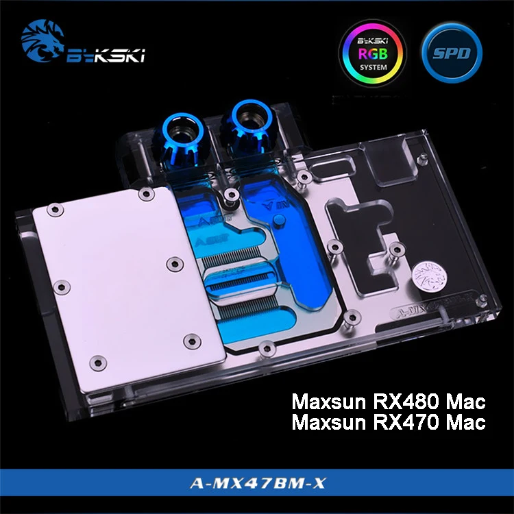 

Bykski A-MX47BM-X, Full Cover Graphics Card Water Cooling Block for Maxsun RX480/470 Mac