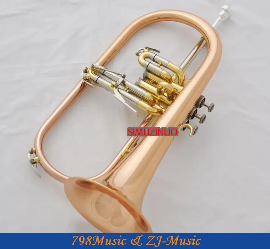 Профессиональная Роза латунный Bb Flugelhorn Monel Piston Abalone Shell Key с чехлом | Спорт и