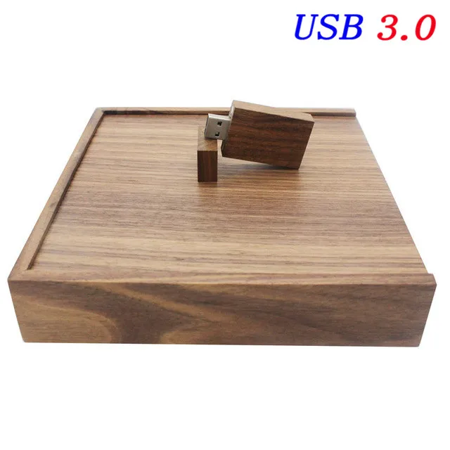 JASTER USB 3,0 фотография деревянный фотоальбом usb+ Подарочная коробка usb флеш-накопитель Флешка 8 ГБ 16 ГБ 32 ГБ 64 Гб свадебный подарочный логотип - Цвет: Walnut wood