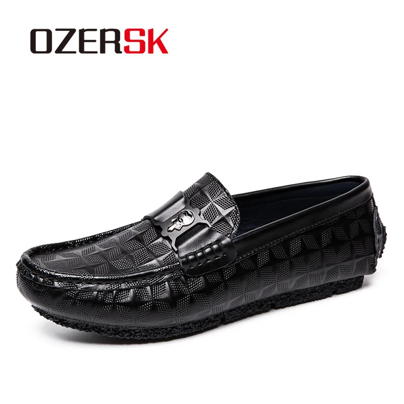 

OZERSK 2019 Fashion Men's Shoes Causal Genuine Leather Cow Loafers Slip-On Shoe Man Young Work Driving Shoes For Men